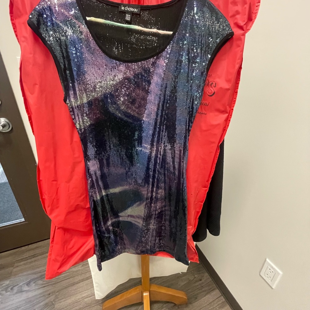 La Chateau Sequin Dress - Black and Purple